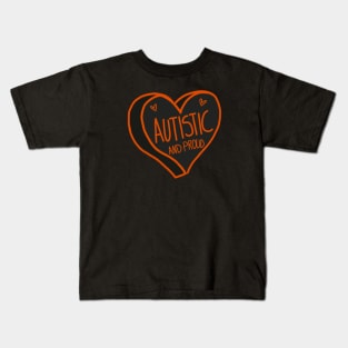 Autistic and Proud Orange Love Heart Kids T-Shirt